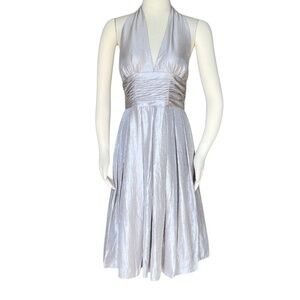 Adrianna Papell Silver Backless Dress